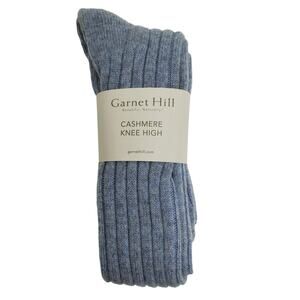 NEW Garnet Hill Socks Knee High 9-11 Blue Mist 82% Cashmere Warm Cozy Holiday